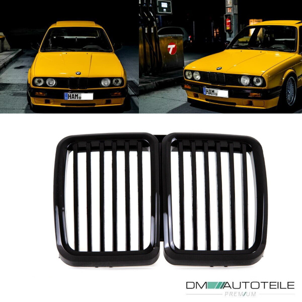 Satz Sport Kühlergrill für BMW 3er E30 passend in hochglanz Schwarz alle Modelle